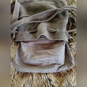 Free People Billie Suede Crossbody Purse / Gray